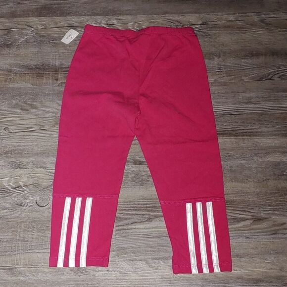 Adidas  hot pink white  3 striped capri leggings  Sz 6X NWT - Picture 2 of 4